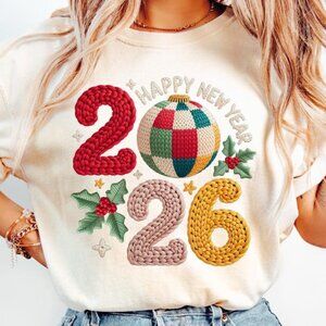 Happy New Year Shirt, Hello 2026 T-shirt, Print Crochet Yarn Shirt